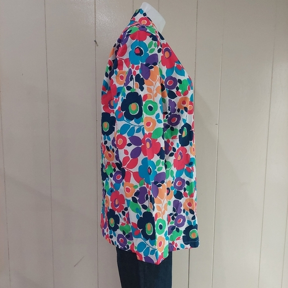 Summer Spring Daisy Bouquet Long Sleeve Women's Top Jacket Sz S Vibrant Print - Picture 5 of 13